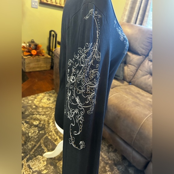 HARLEY-DAVIDSON long sleeve ladies black t-shirt with studded bling design - Picture 2 of 7